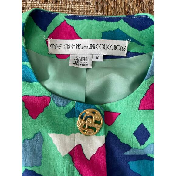 Vintage Anne Crimmins for Umi Collections 1980s Abstract Print Blazer SZ 10 - Picture 9 of 9